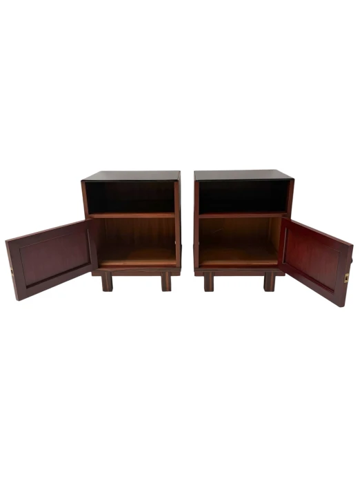 Art Deco Nightstands by Max Coini, Solid Walnut, Dutch Design, 1920s